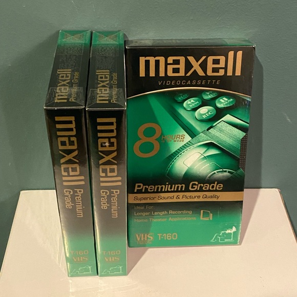 Maxell VHS Premium Grade Tapes T-160 Video Cassette 8 HR Lot of 3 NEW SEALED - Picture 3 of 3